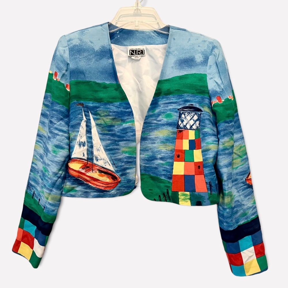 Vintage 80s Sandra Ow-wing for N.R.1.Lighthouse Sailboat Jacket Sz 4